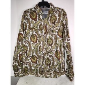 Inspired Art John Lennon Beatles Paisley Button Down Long Sleeve Shirt Adult XL